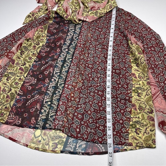 Soft Surroundings Blouse Top Langdon Patchwork Paisley Sheer Boho Peasant Office - Picture 10 of 15